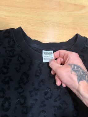 PINK by Victoria's Secret Black Leopard Burnout Crewneck